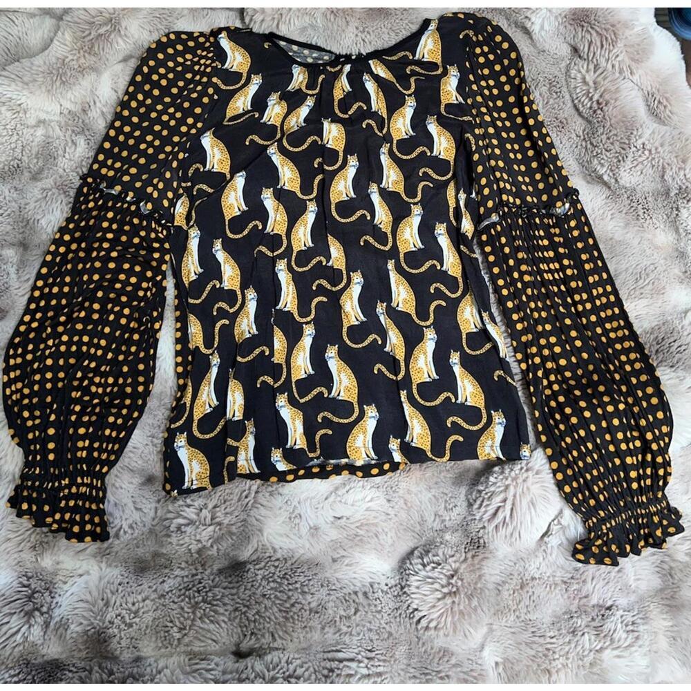 BL^NK Anthropologie Women’s Leopard Long Sleeve Blouse  SZ Medium - Picture 8 of 9